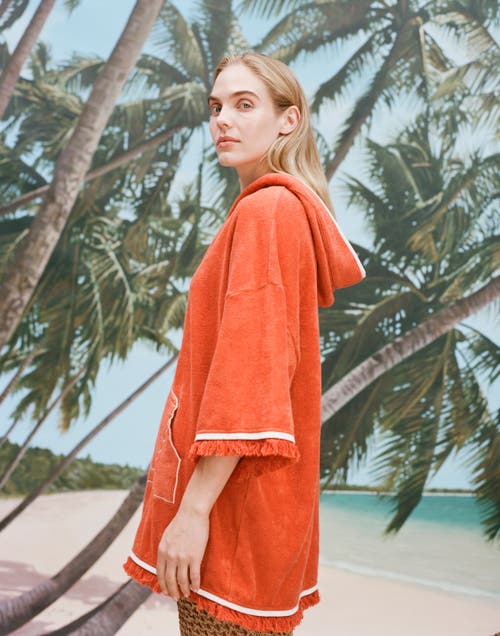 Tombolo 'scallop' Beach Towel Top In Coral