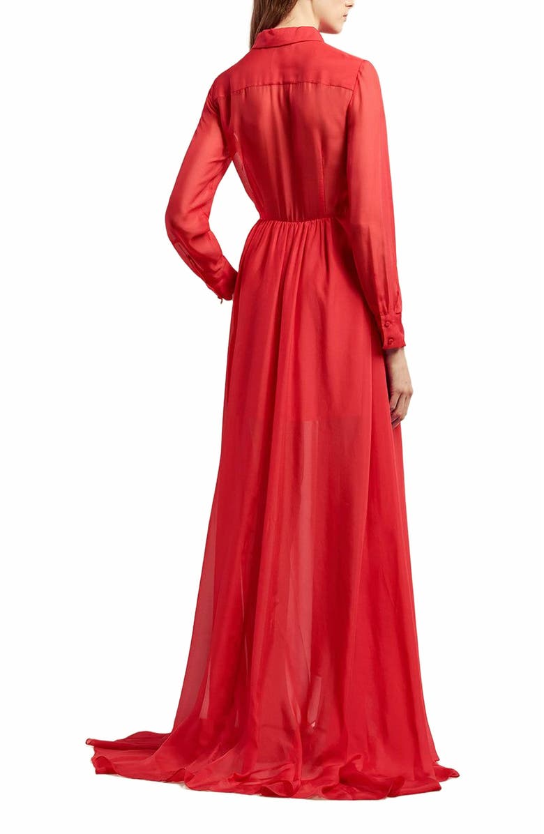Rebecca Taylor Habanero Chiffon Gown, Alternate, color, Habanero