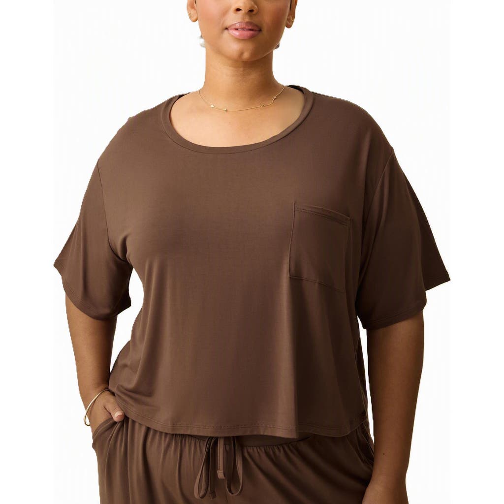 Kindred Bravely Aria Casual Cropped Short Sleeve Top In Brown