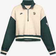 Nike Women's Nike Natural/Green Michigan State Spartans Oversized Legacy Color Block Cropped Quarter-Zip Pullover