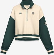Nike Women's Nike Natural/Green Michigan State Spartans Oversized Legacy Color Block Cropped Quarter-Zip Pullover