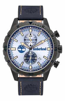 Timberland Dunford Leather Strap Multifunction Watch, 46mm