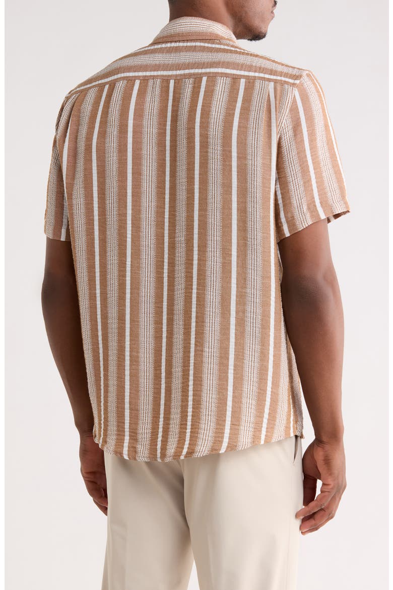 Stripe Short Sleeve Button-Up Shirt, Alternate, color, TAN