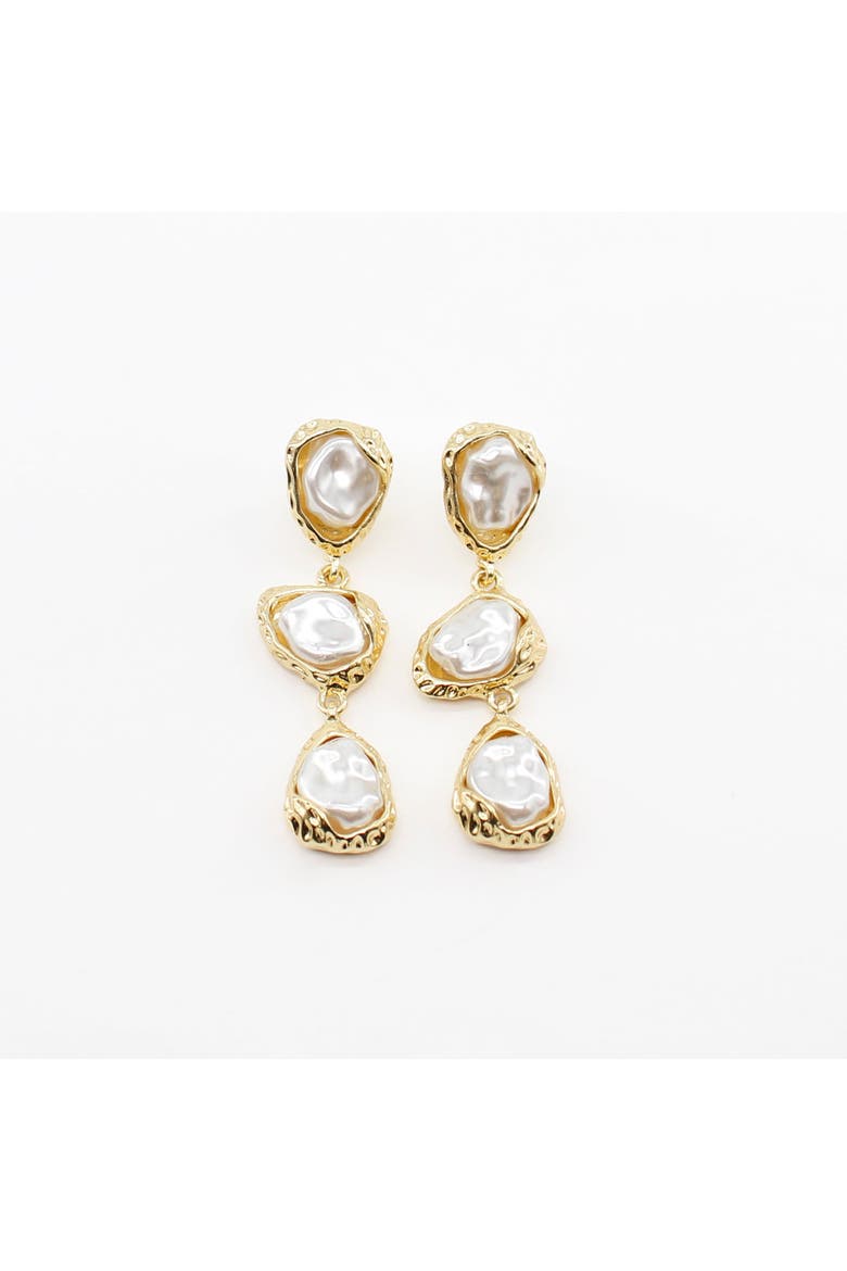 Aiza Organic Pearl Drop Earrings, Main, color, Gold
