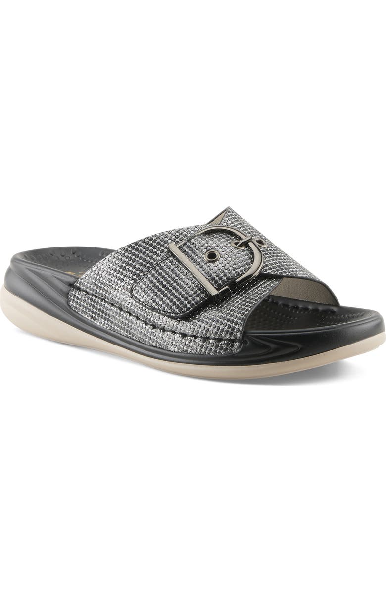 Flexus by Spring Step Brewer Slide Sandal, Main, color, Black Metallic