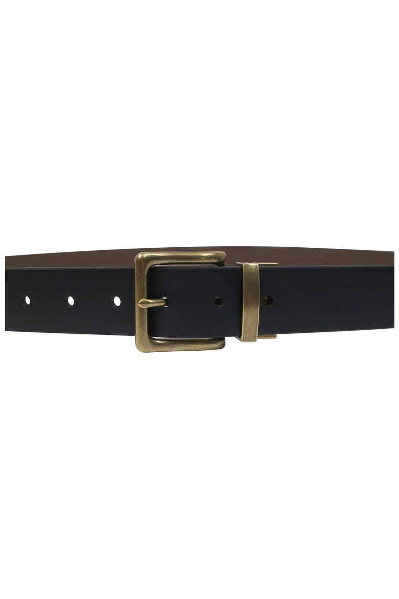 Mens Reversible Cut Edge Leather Belt, Alternate, color, Black