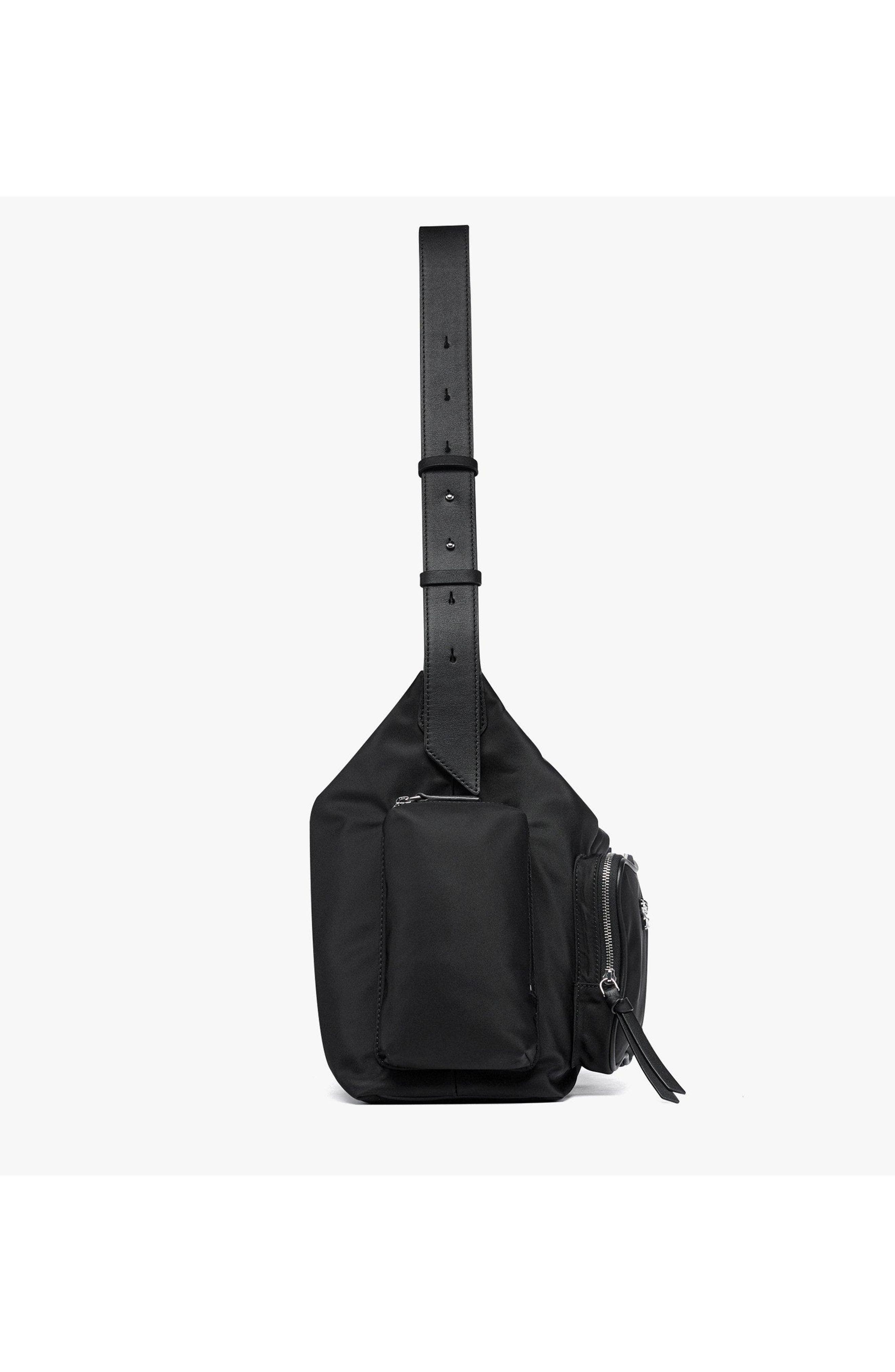 MCM Aren Zip Hobo in ECONYLÂ<sup>®</sup> and Monogram Print Leather, Alternate, color, Black