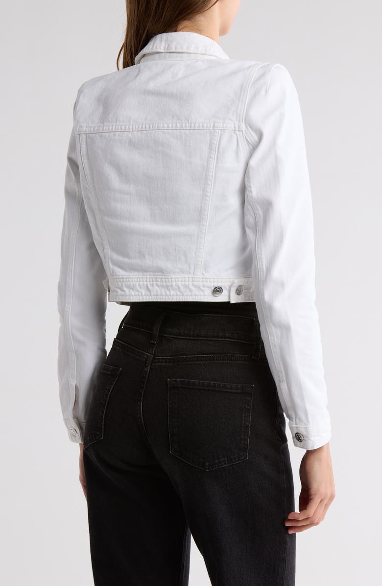 Veronica Beard Hartford Strong Shoulder Crop Denim Jacket, Alternate, color, White