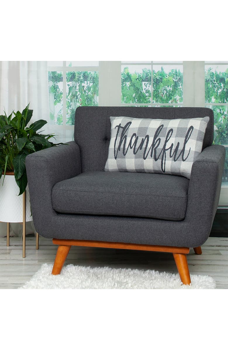 PARKLAND COLLECTION Grey Thankful Transitional Grey Throw Pillow, Alternate, color, Gray
