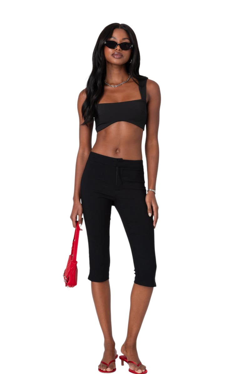 EDIKTED Elena Crop Tank Top, Alternate, color, Black