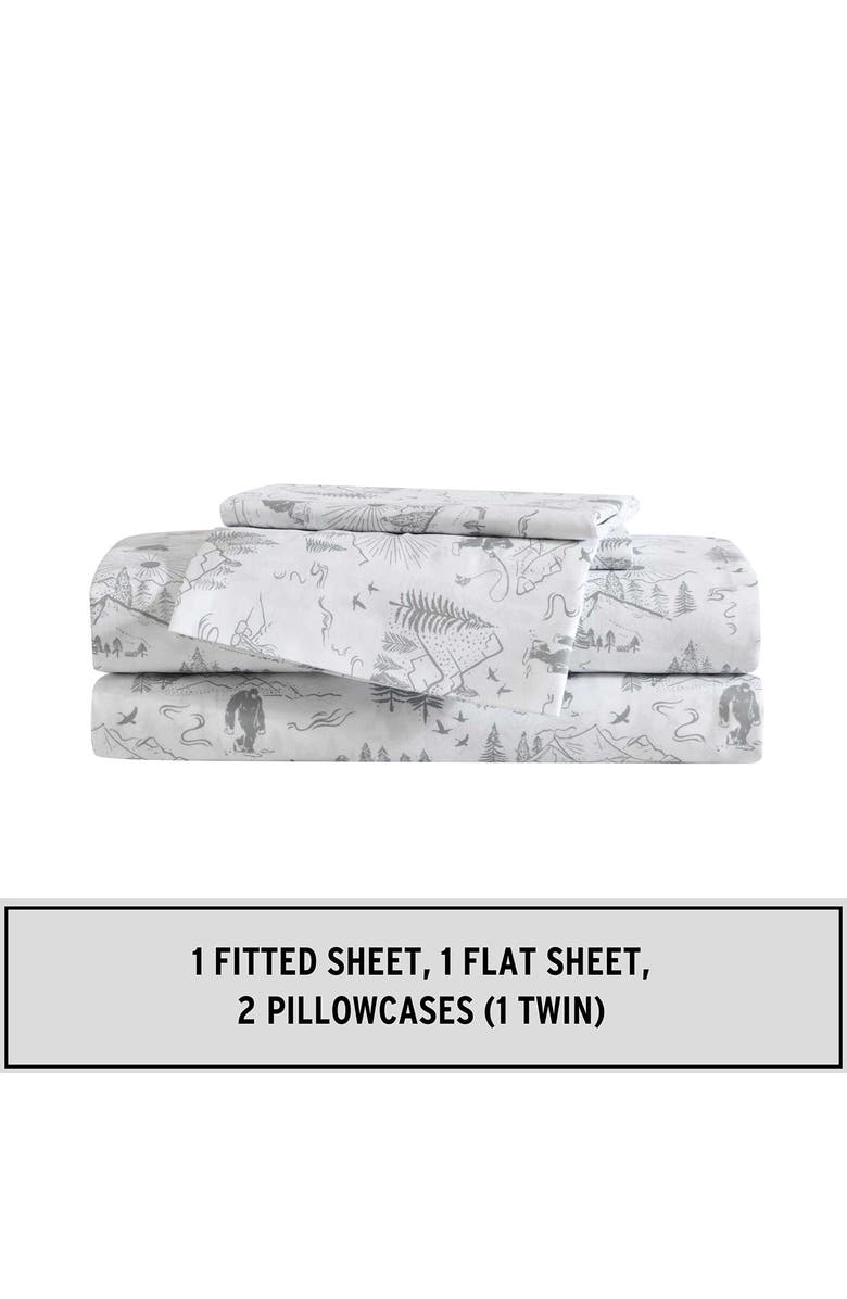 Eddie Bauer Big Foot Hiking Trip Microfiber Sheet Set, Alternate, color, White/ Grey