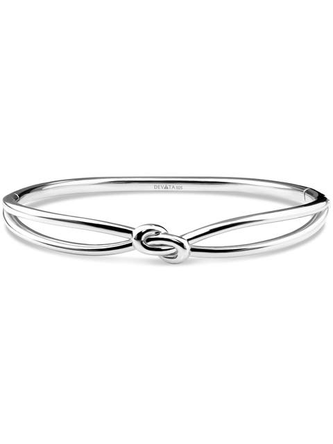 Love Knot Bangle Bracelet in Rhodium Plated Sterling Silver