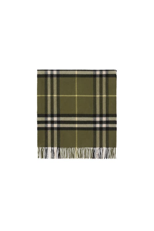 Burberry Wide Check Cashmere Scarf In Green