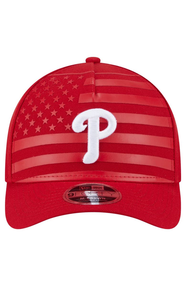 New Era Men's New Era Red Philadelphia Phillies American Flag 9FORTY M-Crown A-Frame Adjustable Hat, Alternate, color, Red