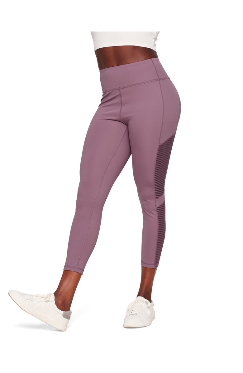 Adore Me Cali Active 7/8 Legging With Striped Mesh, Alternate, color, Dark Purple