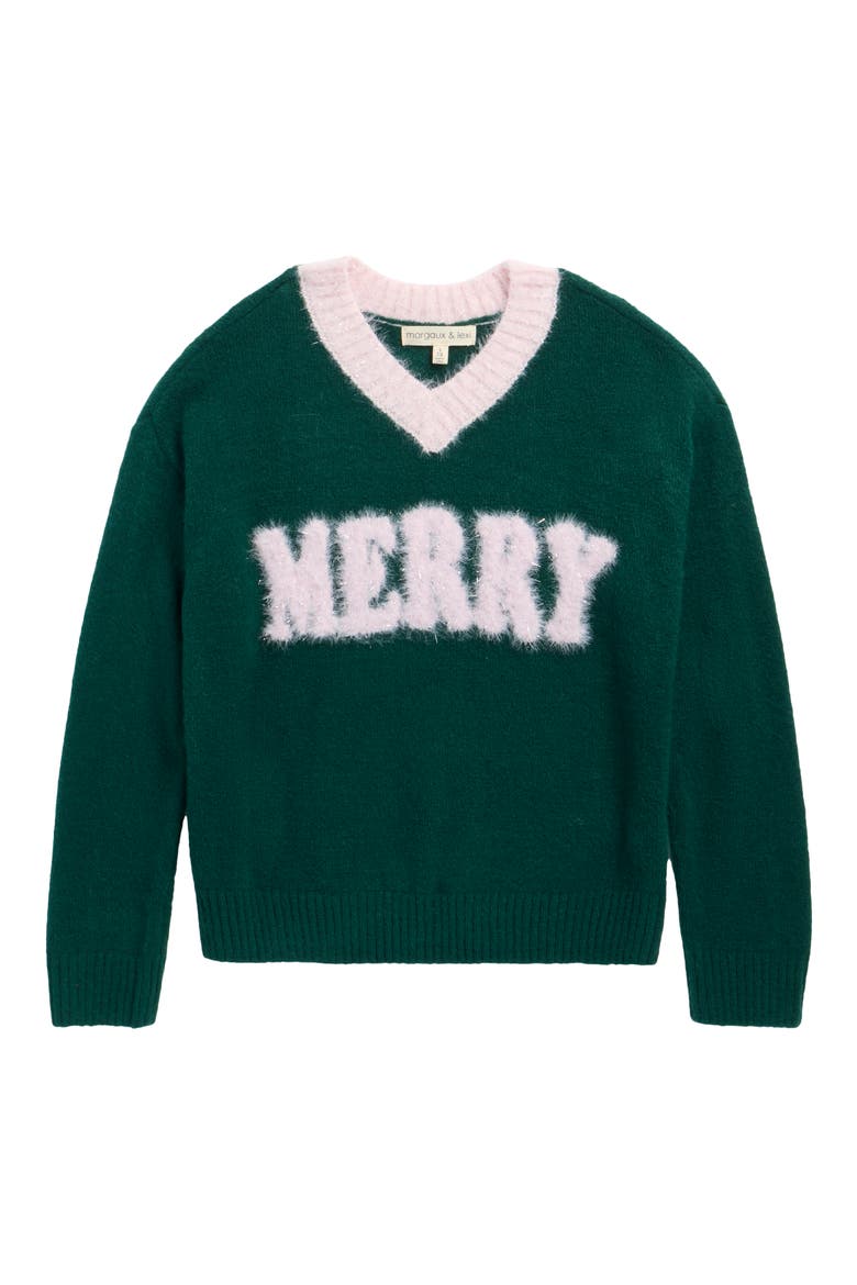 Kids' Merry V-Neck Sweater, Main, color, GREEN