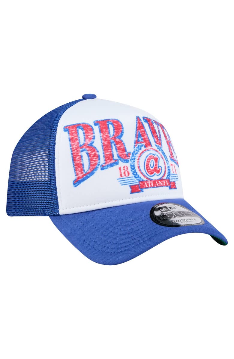 New Era Men's New Era White/Royal Atlanta Braves Trucker A-Frame 9FORTY Adjustable Hat, Alternate, color, 