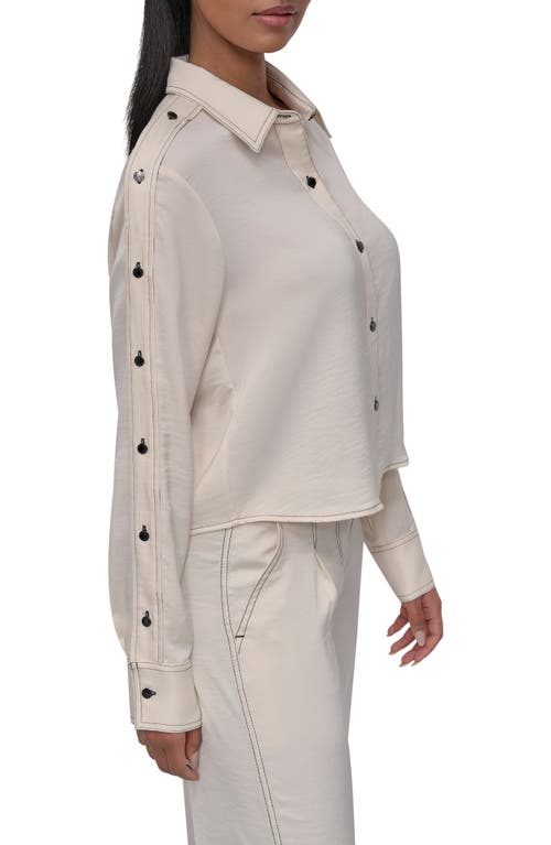 Dkny Glazed Crinkle Satin Button-up Shirt