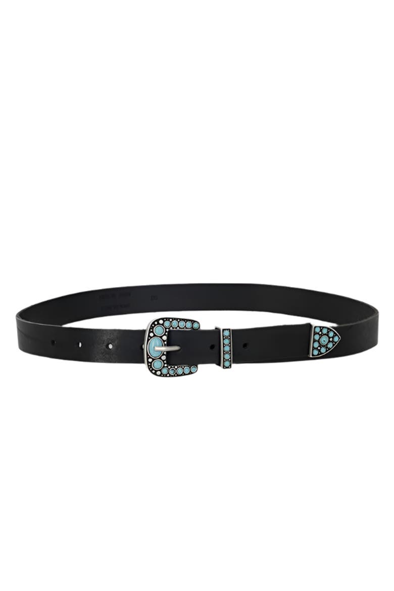 Thelma Turquoise Leather Belt, Main, color, Black