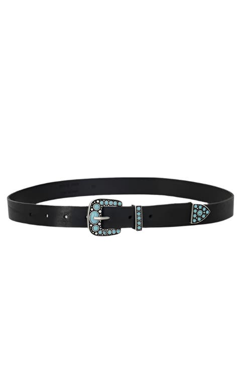 Thelma Turquoise Leather Belt