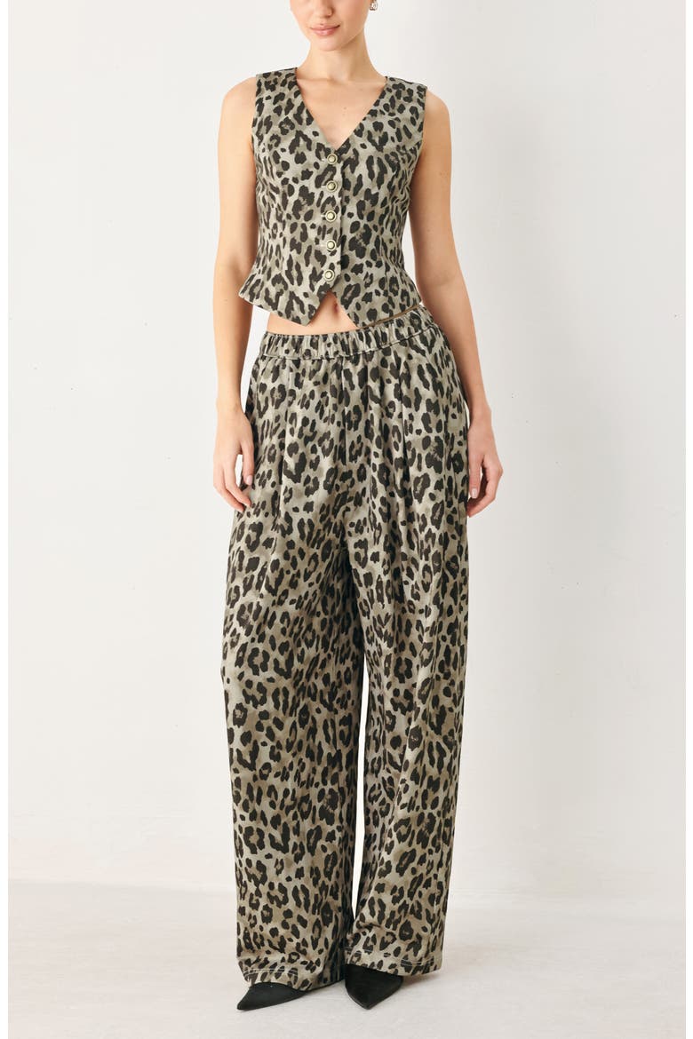 Leopard Print Wide Leg Pants, Alternate, color, BROWN MULTI