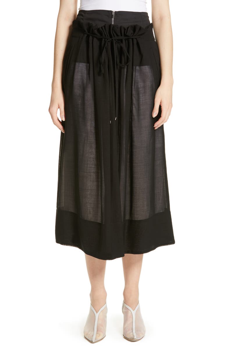 Tibi Gauze Overlay Midi Skirt, Main, color, 