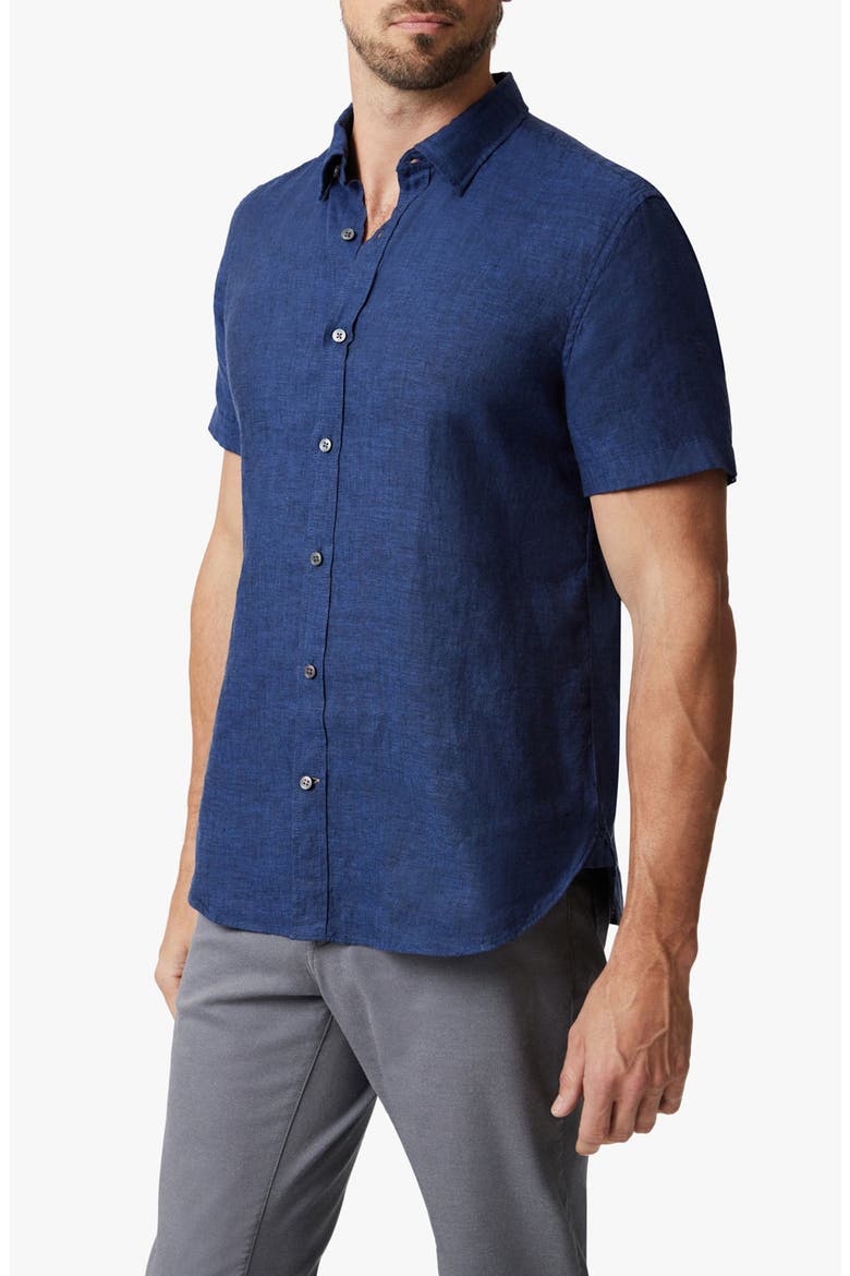 Linen Chambray Short Sleeve Button-Up Shirt, Alternate, color, INDIGO