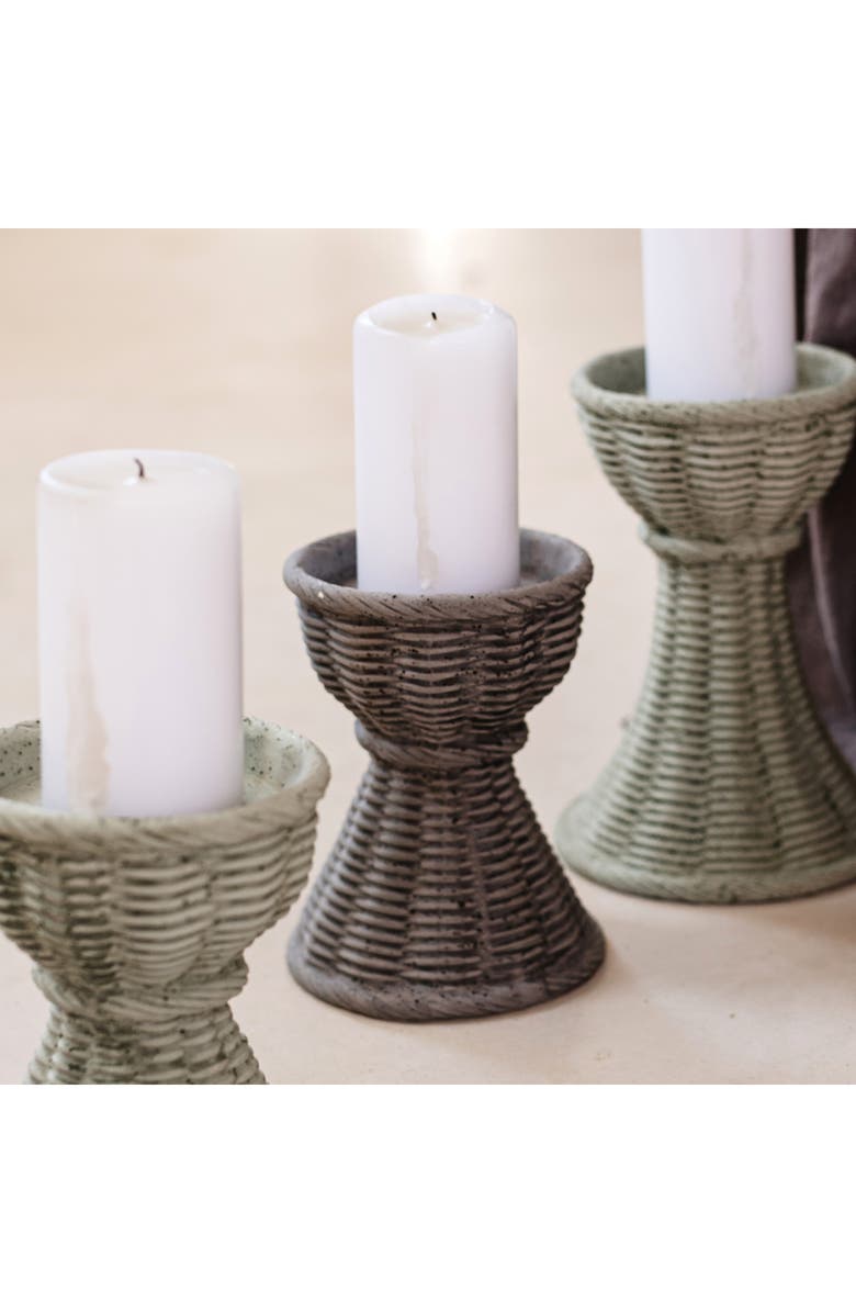 VIETRI Casa Short Candlestick, Alternate, color, Dark Grey