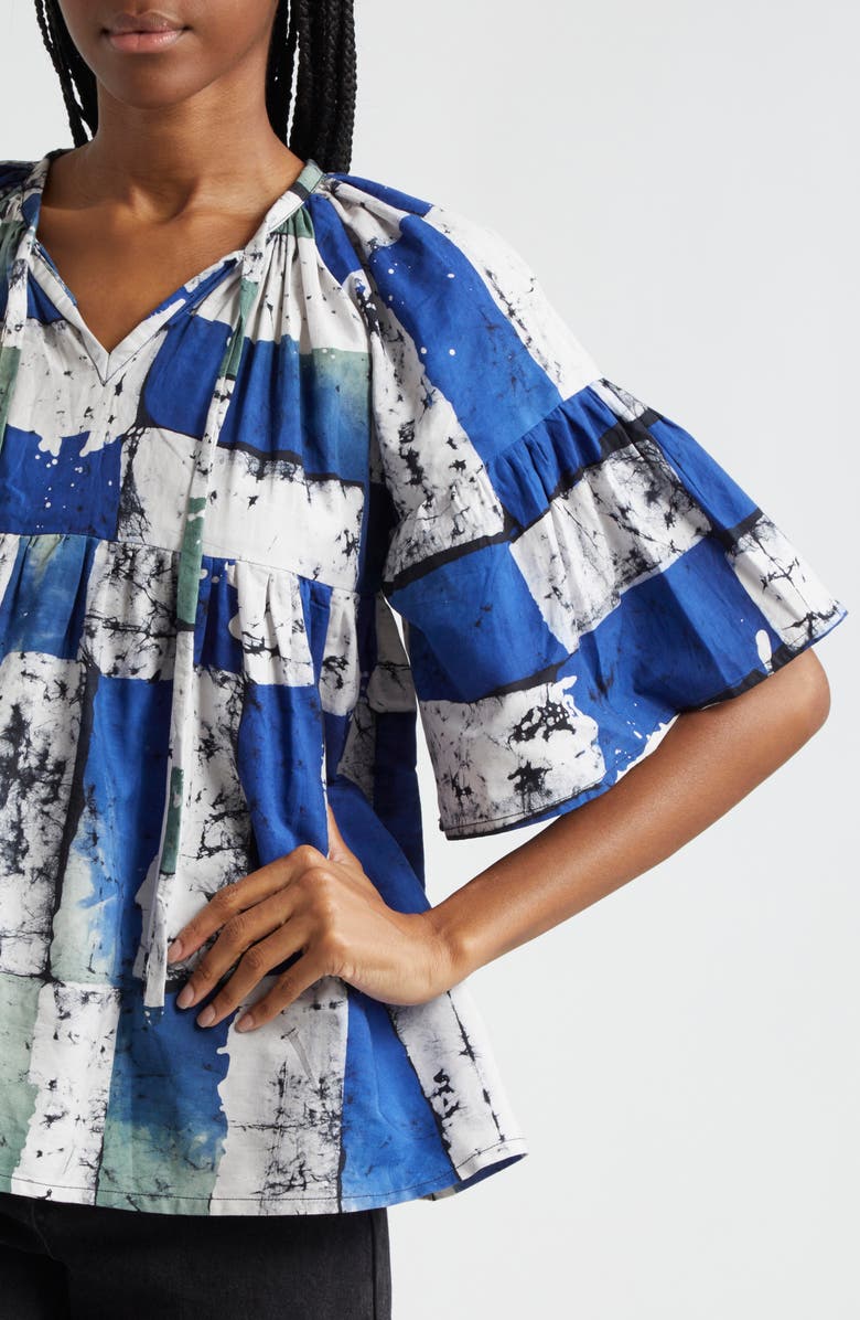 BUSAYO Dayo Patchwork Cotton Top, Alternate, color, White Blue