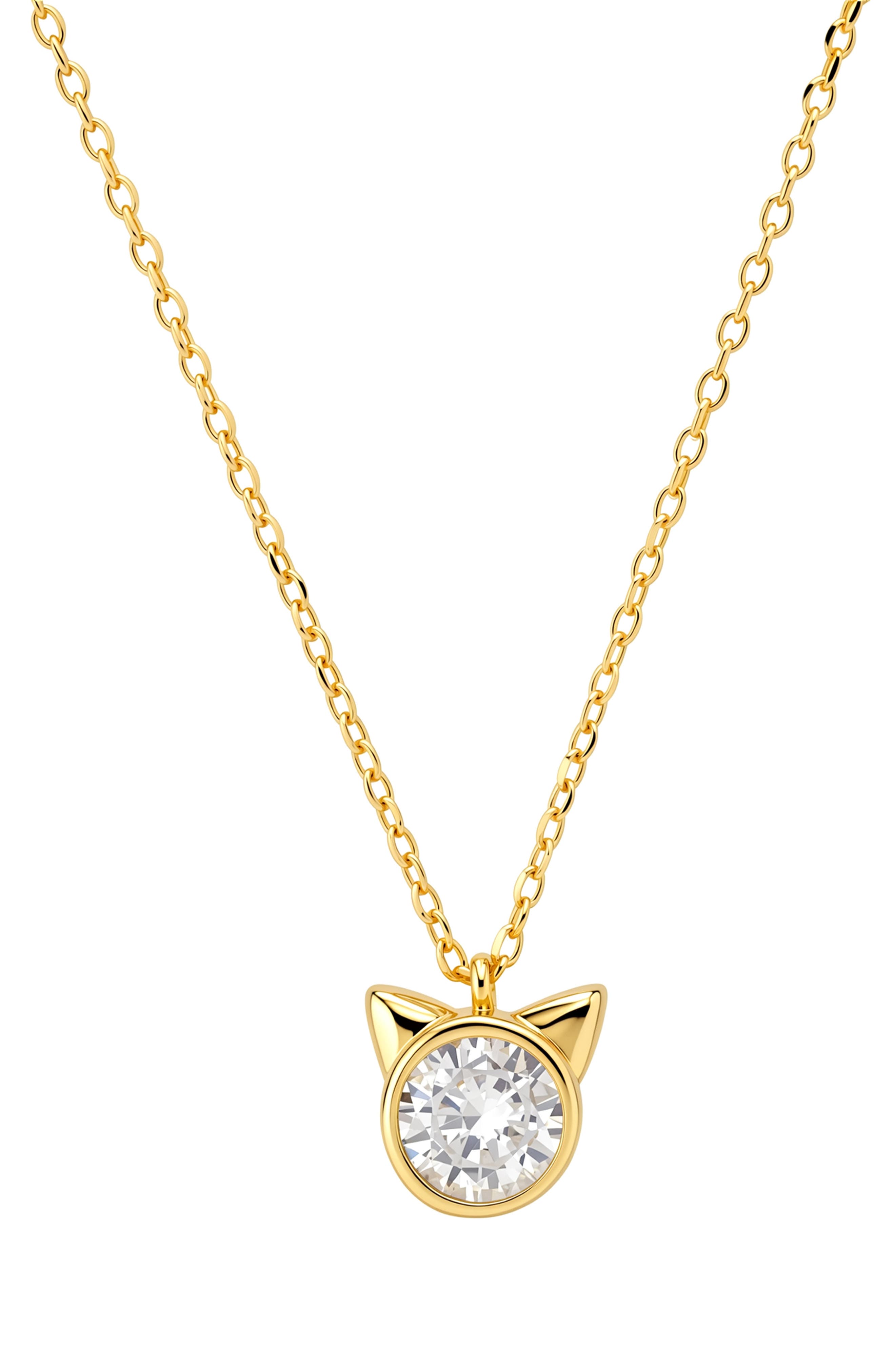 Sterling Silver Cubic Zirconia Cat Pendant Necklace