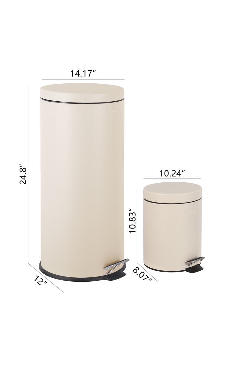 HAPPIMESS Oscar 8-Gallon Step-Open Trash Can with FREE Mini Trash Can, Alternate, color, Limestone Beige
