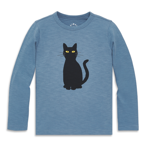 Kids Long Sleeve Black Cat Tee
