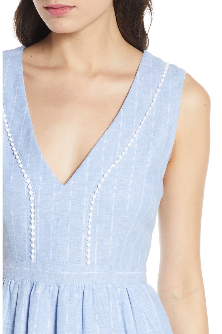 BB Dakota It's a Date Linen & Cotton Sundress, Alternate, color, CHAMBRAY