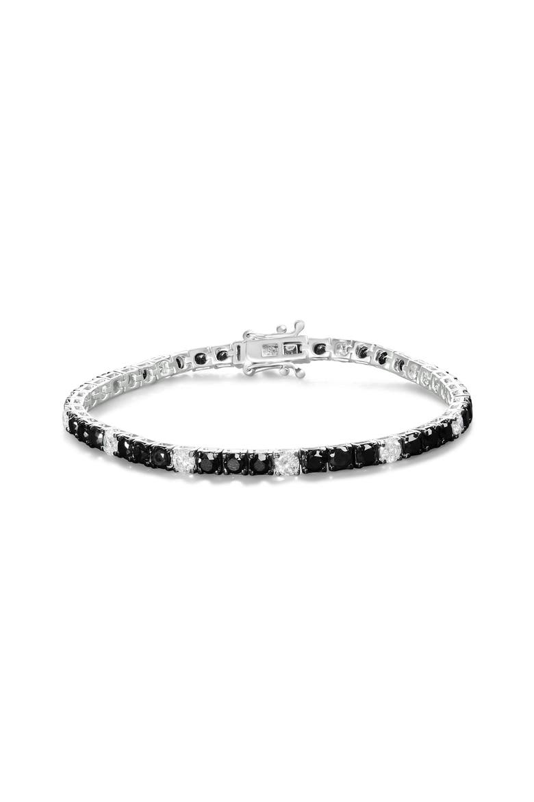 Silver 10.0Cttw Black and White Diamond Tennis Bracelet, Main, color, White