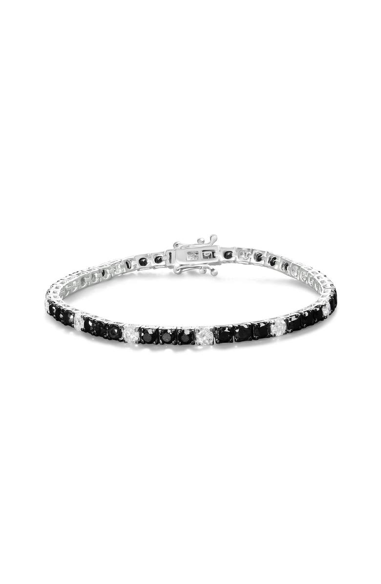 Haus of Brilliance Silver 10.0Cttw Black and White Diamond Tennis Bracelet, Main, color, White