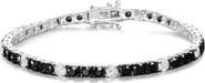 Haus of Brilliance Silver 10.0Cttw Black and White Diamond Tennis Bracelet