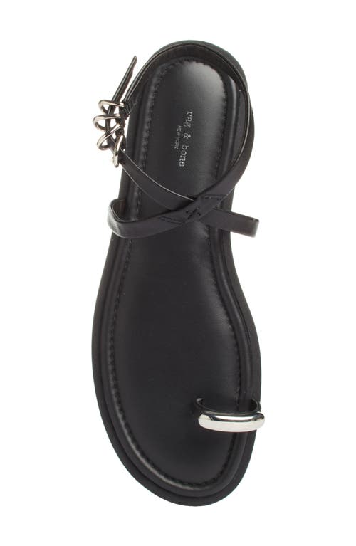 Rag & Bone Geo Leather Toe-ring Flat Sandals In Black Leather