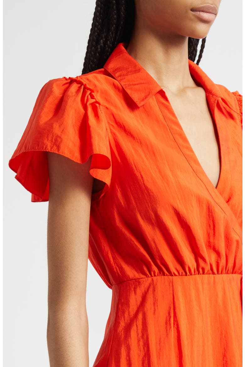 Lila Asymmetric Ruffle Taffeta Minidress, Alternate, color, CHERRY TOMATO