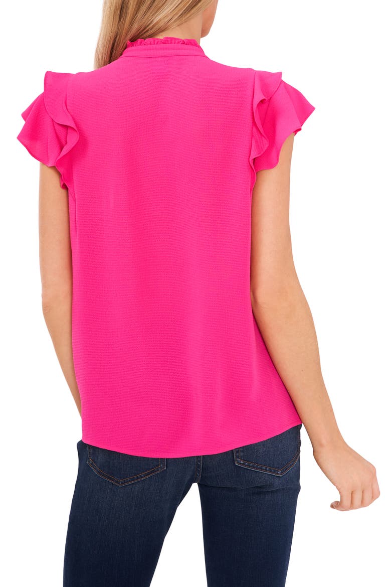 Pintuck Ruffle Short Sleeve Blouse, Alternate, color, BRIGHT ROSE