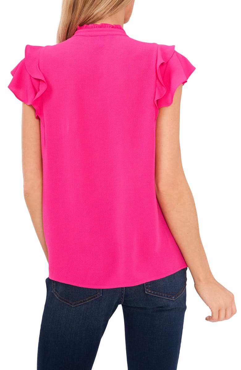 CeCe Pintuck Ruffle Short Sleeve Blouse, Alternate, color, Bright Rose