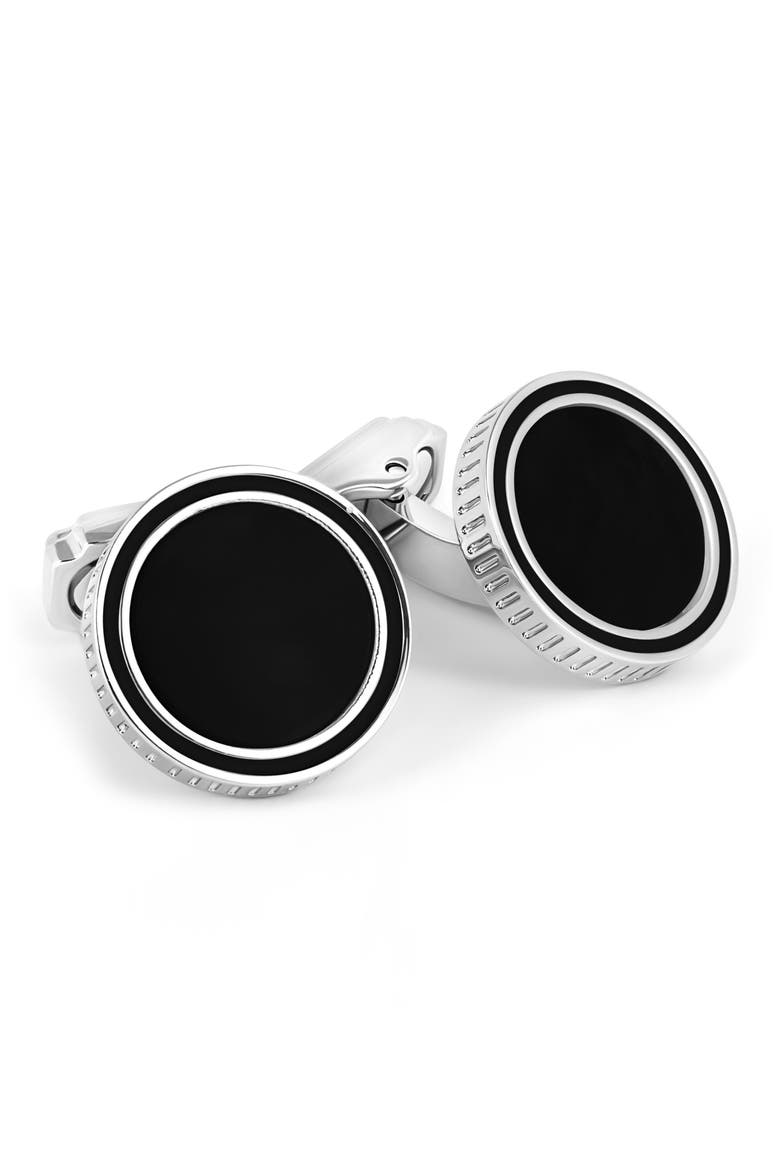 Thompson Tambor Onyx Cuff Link & Stud Set, Main, color, BLACK