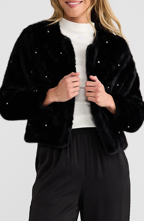 Selina Embellished Faux Fur Jacket