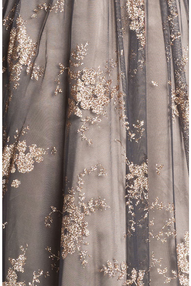 Strapless Glitter Tulle Gown, Alternate, color, CHARCOAL/ CHAMPAGNE