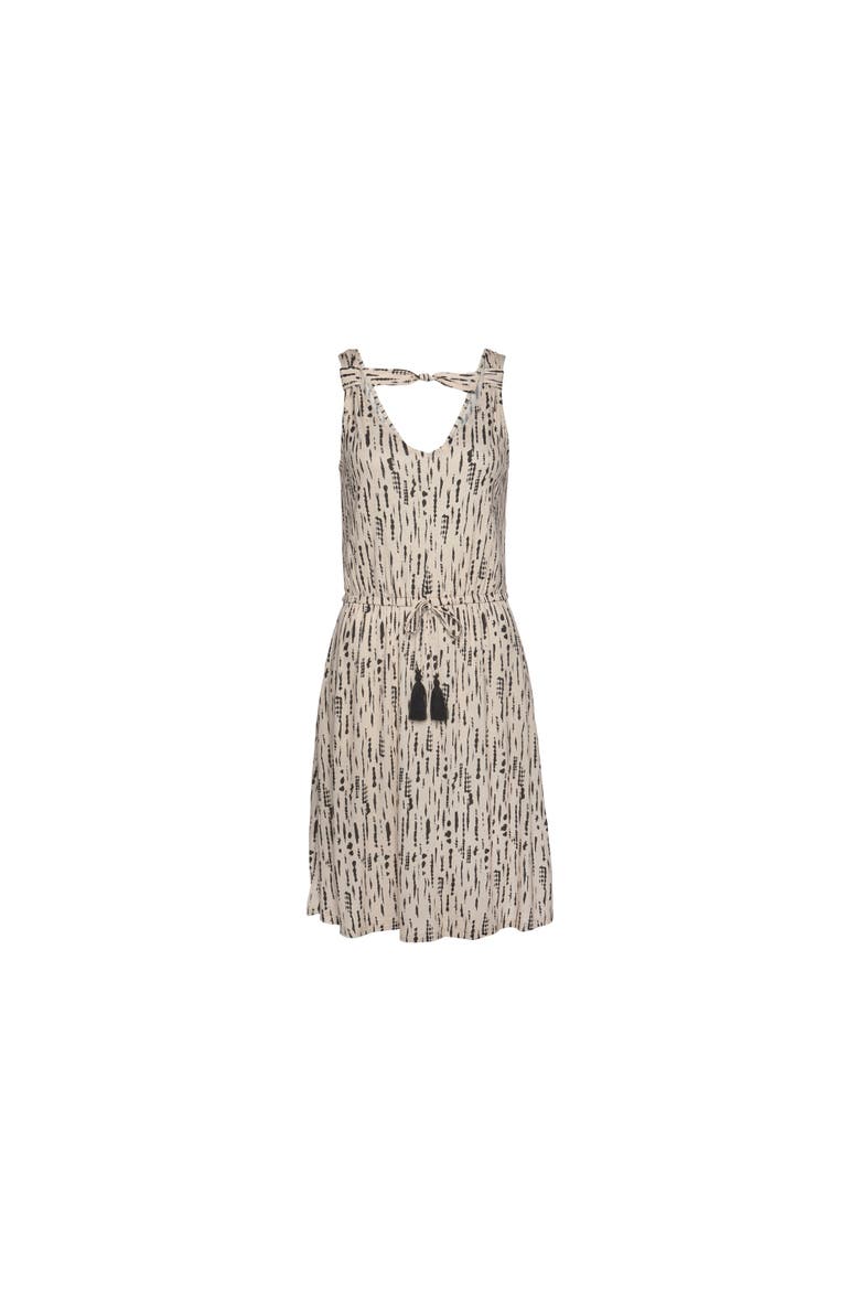 Sleeveless Printed V-Neck Dress, Alternate, color, Black & Beige
