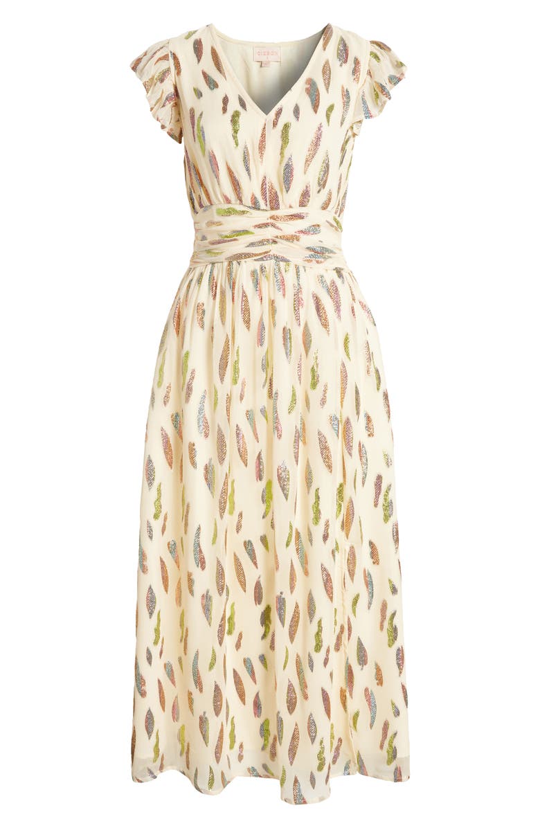 CIEBON Jennsen Metallic Flutter Sleeve Maxi Dress, Alternate, color,
