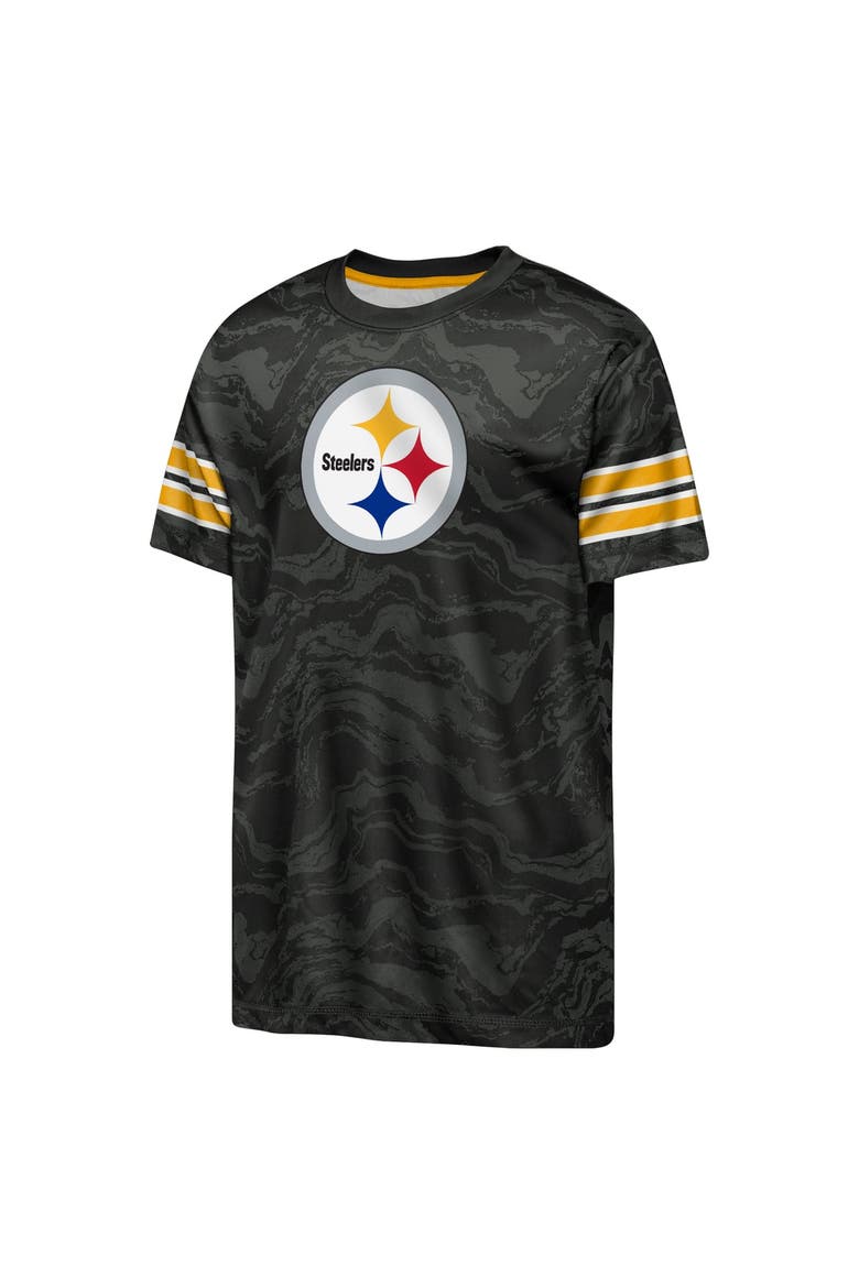 Youth Outerstuff  Black Pittsburgh Steelers Slant Route Performance T-Shirt, Alternate, color, Black