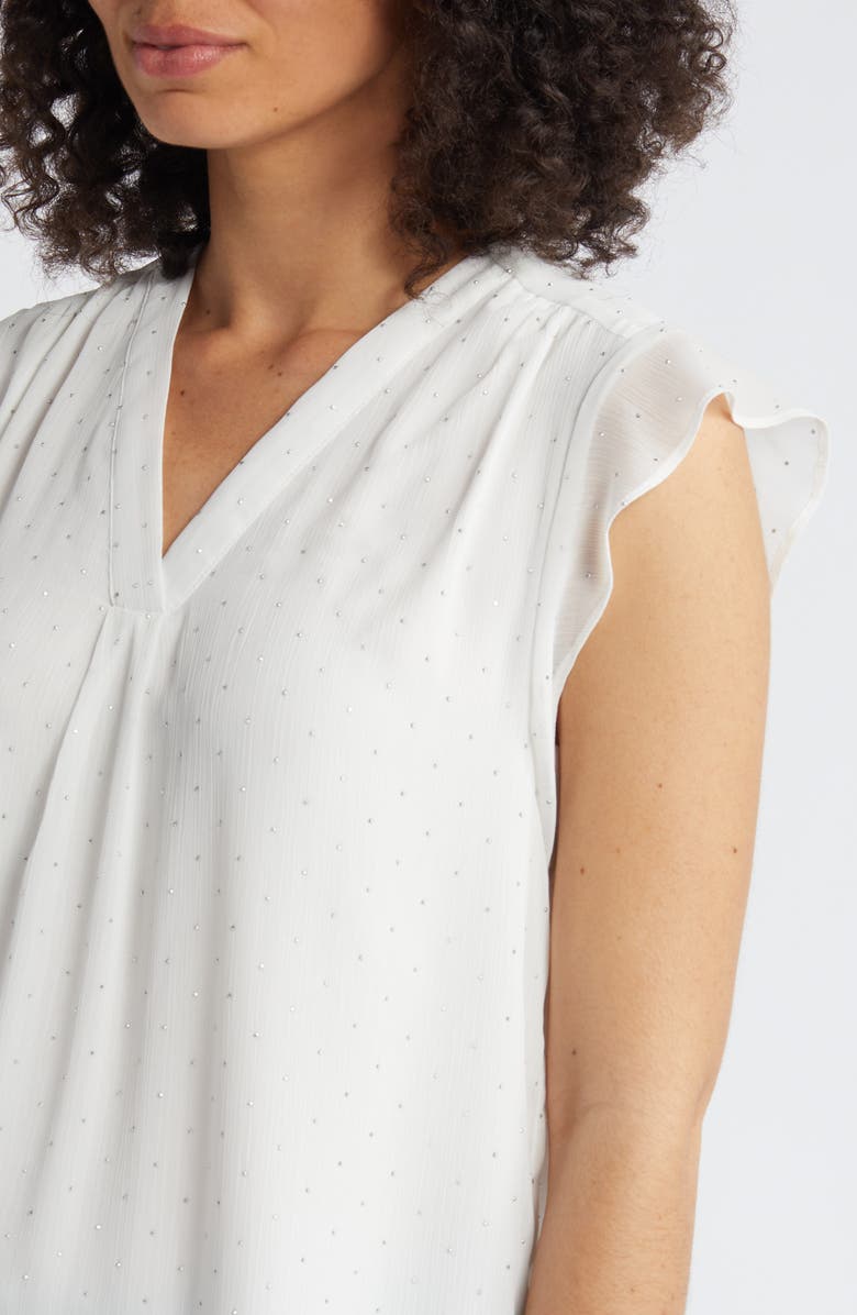 Vince Camuto Beaded Cap Sleeve Top, Alternate, color, New Ivory