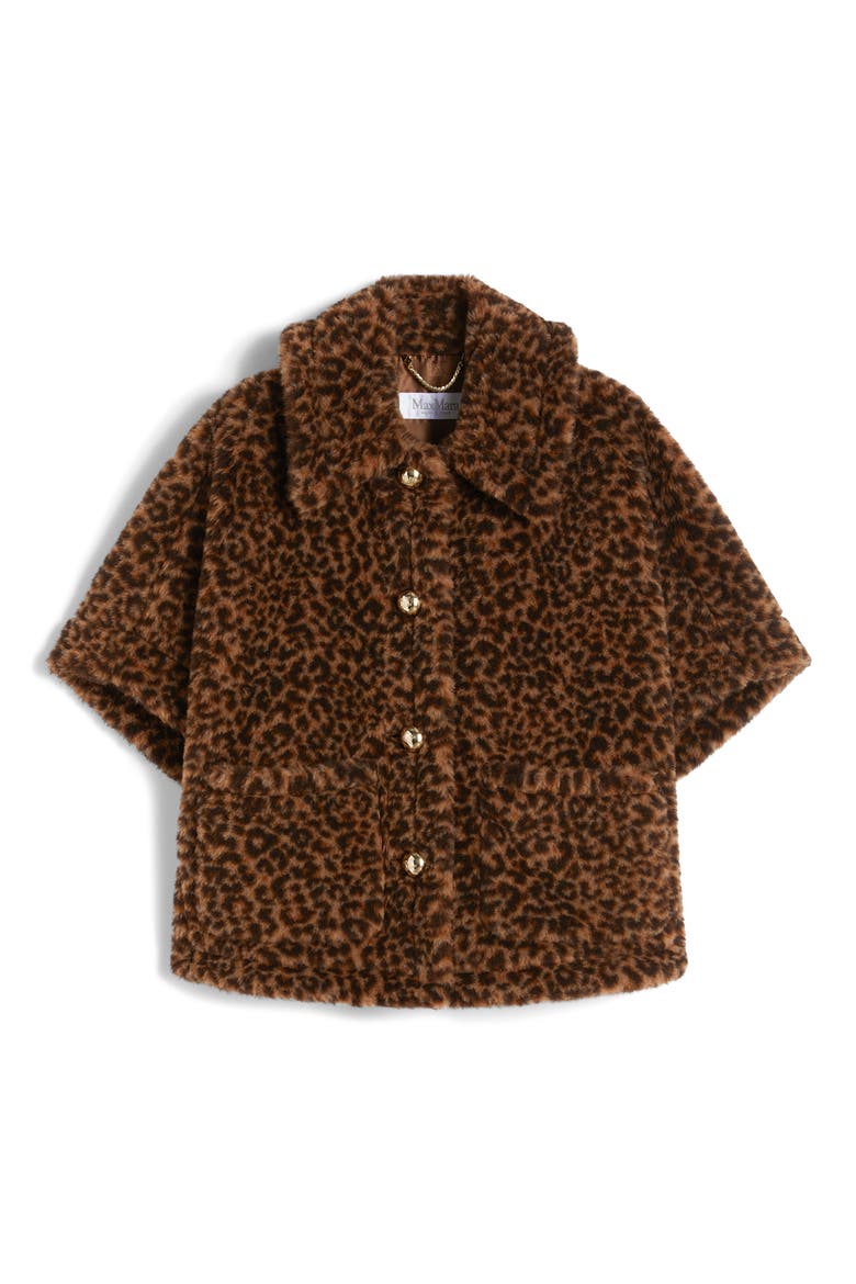 Leopard Print Teddy Bear Cape, Alternate, color, DARK BEIGE