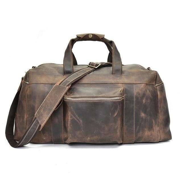 STEEL HORSE LEATHER The Colden Duffle Bag | Large Capacity Leather Weekender, Main, color, Dark Brown