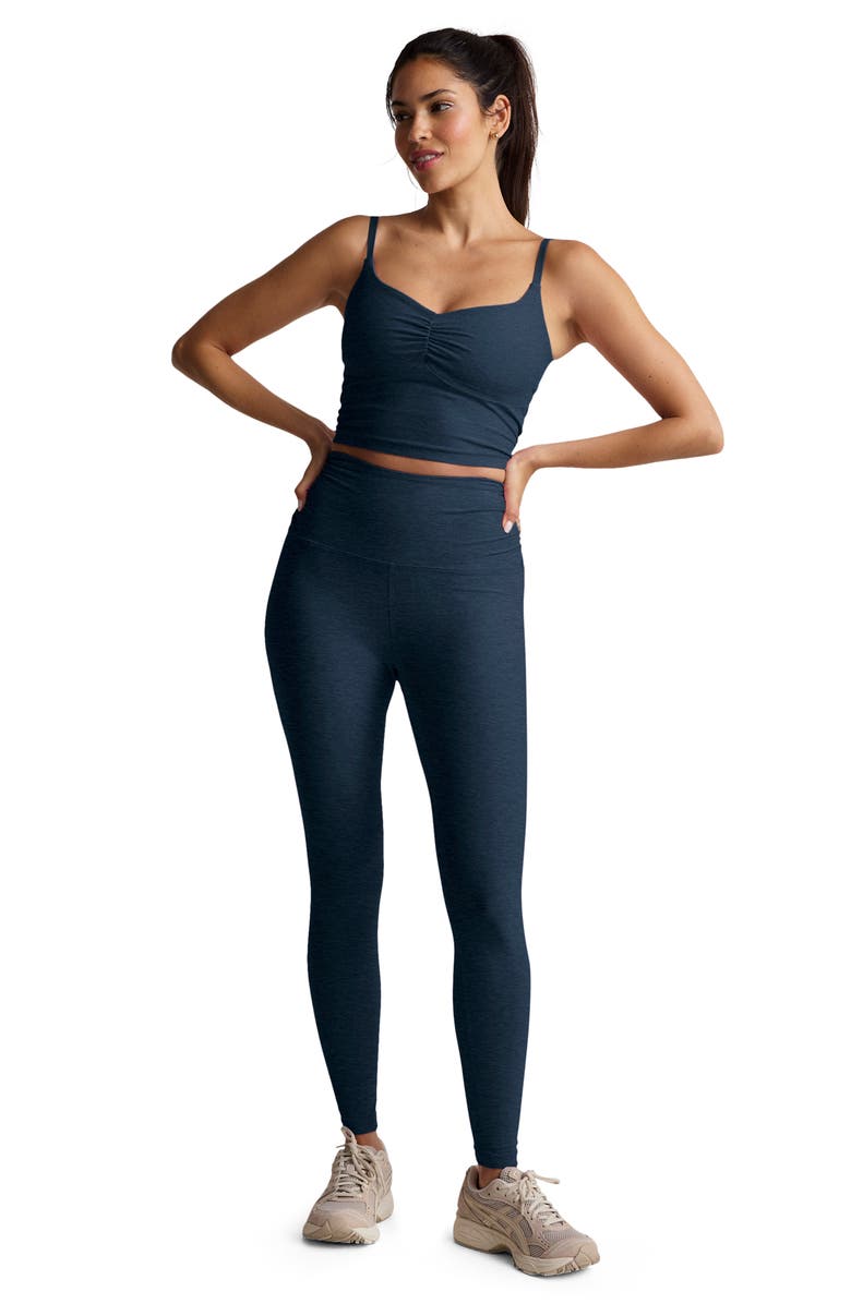 Beyond Yoga Space Dye Shirred Leggings, Alternate, color, Nocturnal Navy